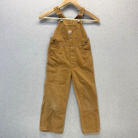 Carhartt Toddler Canvas Bib Overalls Size 4T Double Knee - Picture 1 of 10